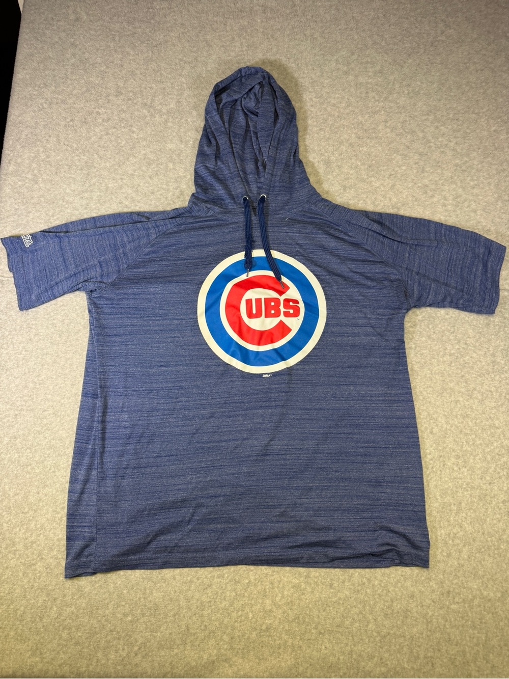 Stitches Blue Chicago Cubs Hooded Short-Sleeve Pullover